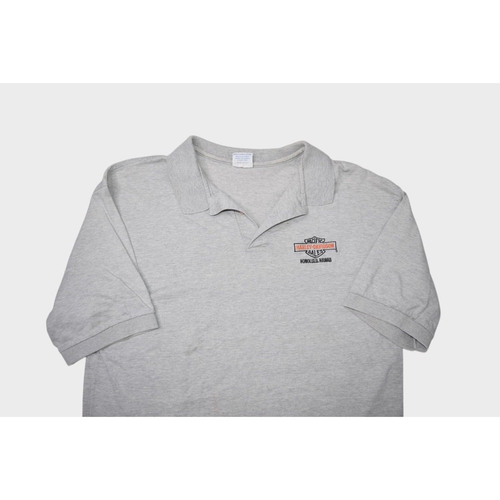 Vintage Harley Davidson Honolulu Hawaii Polo Shirt Gray Mens Medium 80s Biker